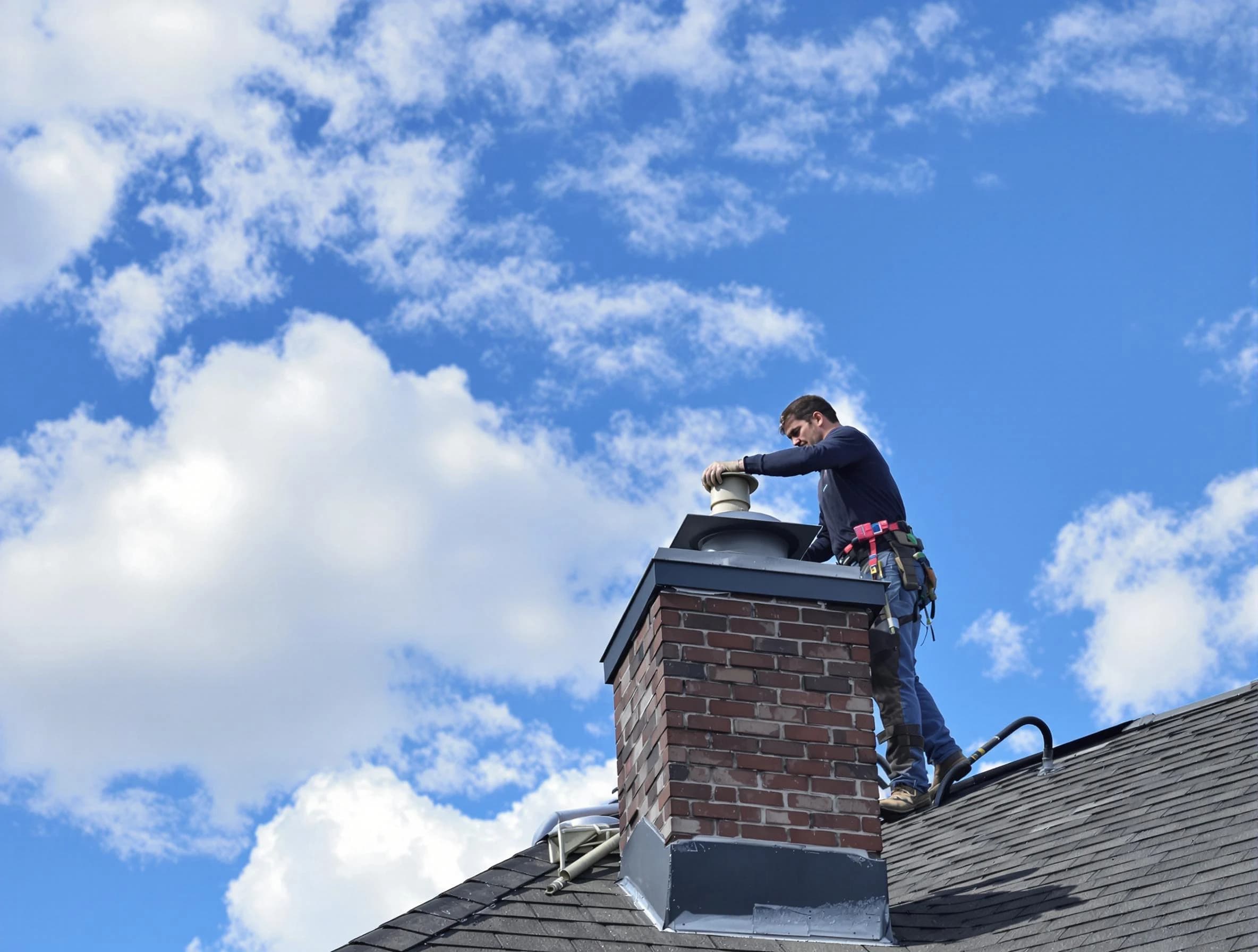 New Brunswick Chimney Sweep installing a sturdy chimney cap in New Brunswick, NJ